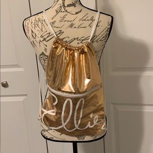 Metallic Rose gold Ellie drawstring backpack